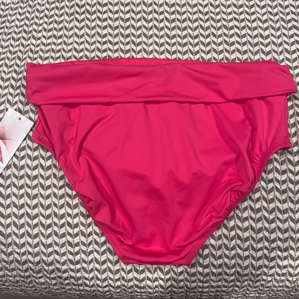 New pink swim bottoms. Waistband can be folded down or worn up. - Picture 3 of 4